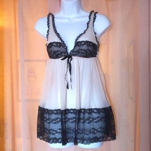 Victoria Secret Pink Sheer and Black Lace Baby Doll - VS S/P